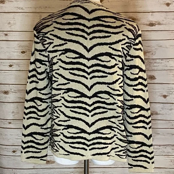 *SOLD* Vintage Philippe Marques cream/black zebra print cardigan sweater - Picture 5 of 7